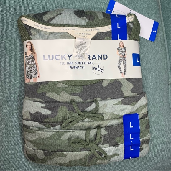 Lucky Brand Ladies' 4-Piece Pajama Set
Green Distressed Camo NWT - Picture 3 of 7